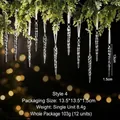 Adornos navideños de carámbanos de acrílico, paquete de 12, longitud 13 cm. - Estilo 4 (SDGJ068) / 12 Piezas/Pack (13cm) / Transparente