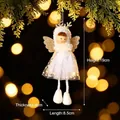Weißer Weihnachtsengel-Mädchenanhänger mit Pailletten-Netzrock und Maßen im Bild - Geweih-Engel-Anhänger in Weiß
