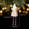 Plüsch Engel Mädchen Weihnachtsbaumschmuck in Rosa mit silbernen Flügeln, 17cm Aufhänger - Engel mit Mütze und Glocke in Rosa
