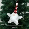 Sparkling sequined star gnome Christmas tree ornament with red and black plaid knit hat - Star Shape Santa Claus / Silver