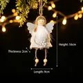 Plüsch Engel Mädchen Weihnachtsbaumschmuck mit weißem Kunstfell und Flügeln - Plüschengel-Anhänger mit Goldprägung in Grau