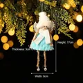 Plüsch Engel Mädchen Weihnachtsanhänger blaues Kleid mit Flügeln, Höhe 17cm Details. - Engel mit Mütze und Glocke in Blau