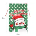 Green polka dot Christmas drawstring bag with snowman print 56x37cm - Green Snowman