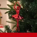 Elegant red electroplated ballerina girl Christmas tree ornament festive hanging decor - Ballet Girl / Red Ballerina Girl