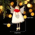 Süßer weißer Plüsch-Engel Weihnachtsanhänger mit rotem Kragen und Glitzerherz, 16cm hoch - Herzengel mit Holzperlen / Weiß