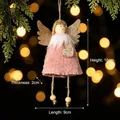 Rosa Plüsch Weihnachtsengel Anhänger mit goldenen Flügeln und Herz Dekoration - Herz-Engel-Anhänger mit Holzperlen in Rosa