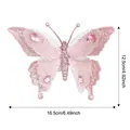 Roze glitter mesh vlinder kerstboomornament met roze edelstenen, 16,5 cm breedte - Kleine Roze Vlinder