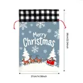 Large blue Christmas flannel drawstring gift bag with Santa and reindeer, 56x37cm - 37*56cm / Grey Reindeer Sleigh