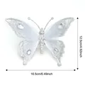 Glinsterende zilveren mesh vlinder kerstboomversiering met een breedte van 16,5 cm - Kleine Zilveren Vlinder