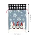 Large Christmas drawstring gift bag with gnomes and snowflake prints, 56x37cm. - 37*56cm / Grey Three Gnomes