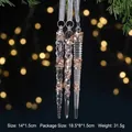 Set of three sequined acrylic icicle Christmas ornaments for tree hanging decor. - Ice Cone Shape / Crystal Clear