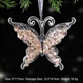 Sparkling acrylic butterfly Christmas ornament with gold sequins for tree decoration - Double Layer Butterfly / Crystal Clear