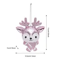 Roze glitter kerstboomversiering in de vorm van een hert, maat 11 cm bij 10,5 cm - Roze Rendier Muis Hanger