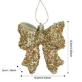 Gold sparkling sequin Christmas bow ornament hanging decoration measuring 9.2x8.5x3cm - Gold Bowknot Pendant / 9.2x8.5cm