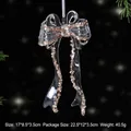 Elegant clear acrylic Christmas bow ornament with gold sequins for festive tree decoration - Long Style Bow / Crystal Clear