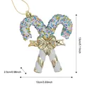 Festive Christmas candy cane ornament with metallic gold bow and colorful beads, 13cm height - Gold Candy Cane Pendant / 13x10cm