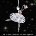 Elegant acrylic ballerina Christmas tree ornament with gold sequins and icy crystals - Ballet Girl / Crystal Clear