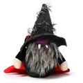 Halloween vampire gnome plush with black wizard hat and blood-stained fangs detail - Pointed Hat Vampire (WSJ-015B) / With Lights