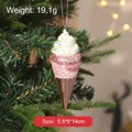 Decorative pink glitter ice cream cone Christmas tree hanging ornament, size 5.5x5x14cm - Pink Ice Cream