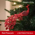Red peacock Christmas tree hanging ornament with elegant hollow carving design, 19.5cm - Peacock / Red Peacock