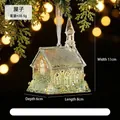 Elegant transparent green glitter Christmas house hanging ornament for festive tree decor - House / Light Green