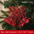 Red electroplated Christmas bell ornament with bow for holiday tree decoration - Bell / Red Bell