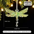 Sparkling green glitter dragonfly Christmas tree ornament with elegant crystal drops - Dragonfly / Light Green