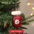 Sparkling red mitten Christmas tree ornament with snowflake pattern and fur trim - Red Mitten