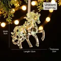 Glittery transparent unicorn Christmas tree ornament with green sequins, 12cm length. - Unicorn / Light Green