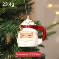 Santa Claus mug Christmas tree hanging ornament in red and white with cream topping - Red Santa Claus Cup
