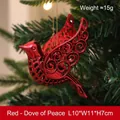 Vibrant red electroplated peace dove bird ornament for Christmas tree decoration details. - Peace Dove / Red Peace Dove