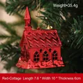 Red electroplated church Christmas tree hanging ornament decorative holiday pendant - House / Red Little House
