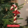 Sparkling red Christmas candy cane ornament with sprinkles and bow for tree decoration - Red Candy Cane