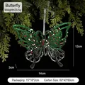 Handcrafted green glitter butterfly Christmas tree ornament for festive holiday home decor - Butterfly / Dark Green