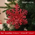 Red electroplated snowflake Christmas tree ornament pendant, 15.5cm size variant - Snowflake / Red Snowflake