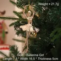 Golden ballerina girl Christmas tree hanging ornament with elegant metallic finish - Ballet Girl / Gold Ballet Girl