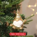 Handmade gold gnome Christmas tree hanging ornament with glitter accents for holiday decor - Gold Rudolph Style