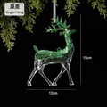 Green glitter transparent reindeer hanging ornament for Christmas tree decoration - Deer / Dark Green