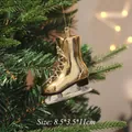 Gold electroplated ice skate Christmas tree ornament decoration, 8.5x3.5x11cm - Gold Ice Skates Style