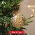 Golden electroplated shell Christmas tree ornament with glitter and pearl details - Golden Shell
