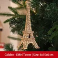 Golden Eiffel Tower Christmas tree ornament with metallic finish for festive decor - Eiffel Tower / Gold Eiffel Tower