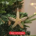 Glittering golden rhinestone starfish Christmas tree hanging ornament, 1.2x1.5x14cm size - Golden Starfish