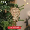 Glittery gold lollipop Christmas tree ornament with bow detail and multicolored beads - Gold Lollipop