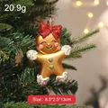 Gold gingerbread man Christmas tree ornament with red bow and sprinkles - Bowknot Style