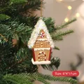 Gold gingerbread house Christmas tree ornament, 6x4x11cm, with sparkling snow detail - Golden Cottage