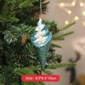 Blue glitter ice cream cone Christmas tree hanging ornament for festive holiday decor 15cm - Ice Cream / Blue