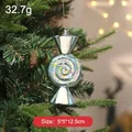 Light blue candy-shaped Christmas tree hanging ornament with glitter spiral design. - Candy / Blue