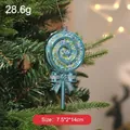 Blue electroplated lollipop Christmas tree ornament with colorful beads and glitter details - Lollipop / Blue