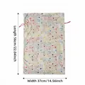 Dutch velvet Christmas gift bag with gold stamped colorful stars and red drawstring closure - 37*56cm / Colorful Stars (Beige)
