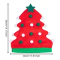 Roter und grüner Filz-Weihnachtsbaum-Elfenhut mit Pompons und Maßen - Weihnachtsbaum-Hut / 30x36cm / Rot